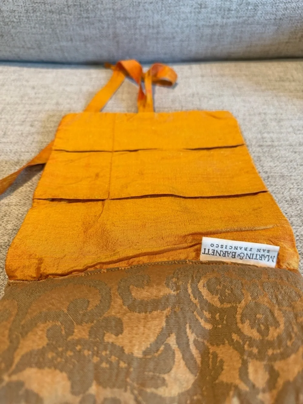 Martin & Barnett San Francisco Orange/Bronze/Gold Fabric Jewelry Roll -